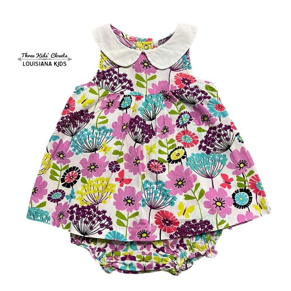 Vera Bradley 3-6m Floral & Butterfly Print Dress & Bloomers Set